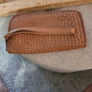 Brown leather wallet/wristlet